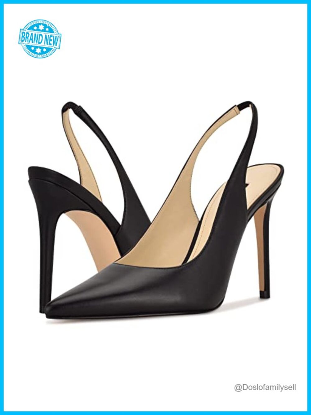 Nine West Feather Slingback Stiletto Pump Leather Upper Pointy Toe